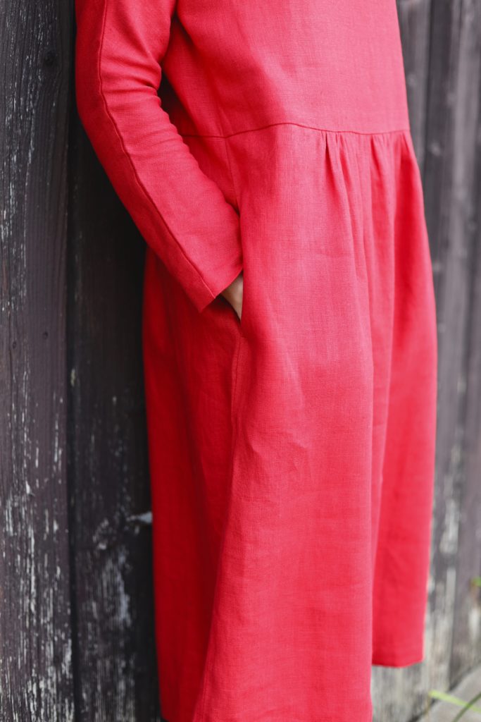 Loose fit ruffled skirt linen dress - Image 4