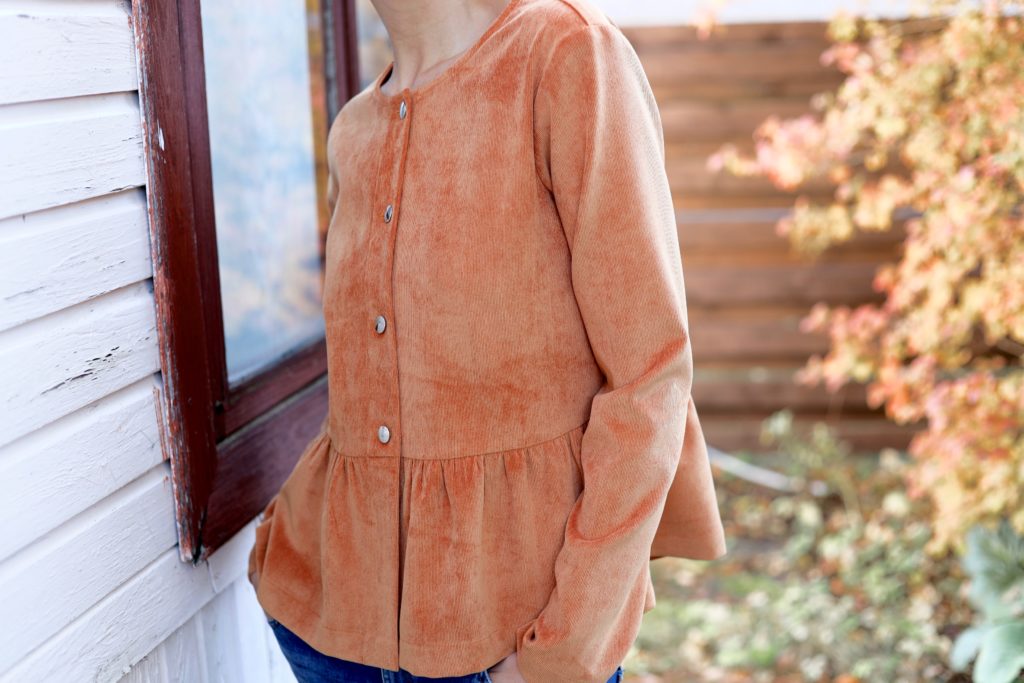 Corduroy long sleeve peplum blouse - Image 1