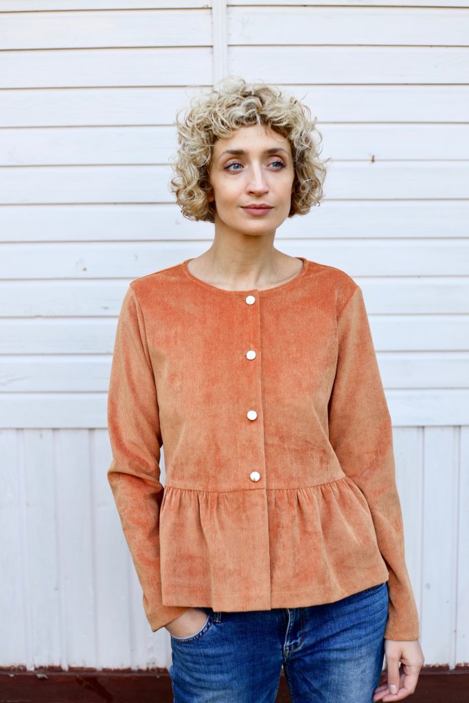 Corduroy long sleeve peplum blouse - Image 3