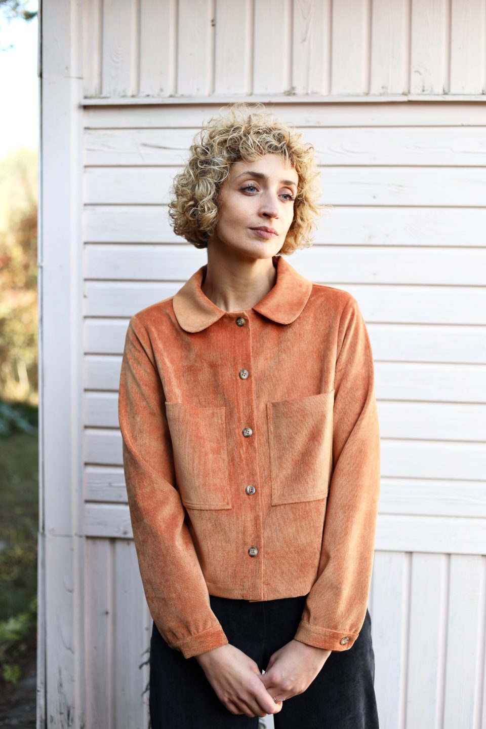Corduroy peter pan collar jacket