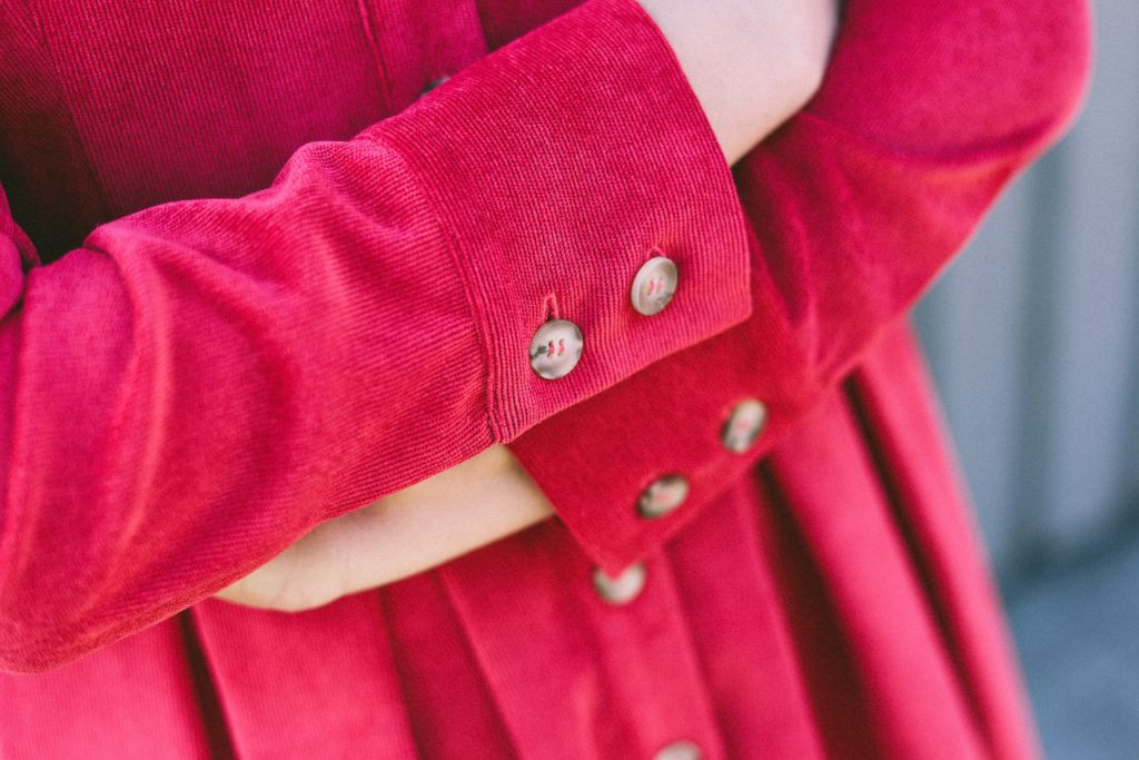 Fitted Corduroy Long Sleeve Dress - Image 3