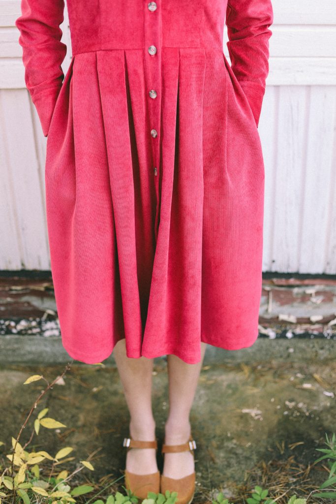Fitted Corduroy Long Sleeve Dress - Image 4