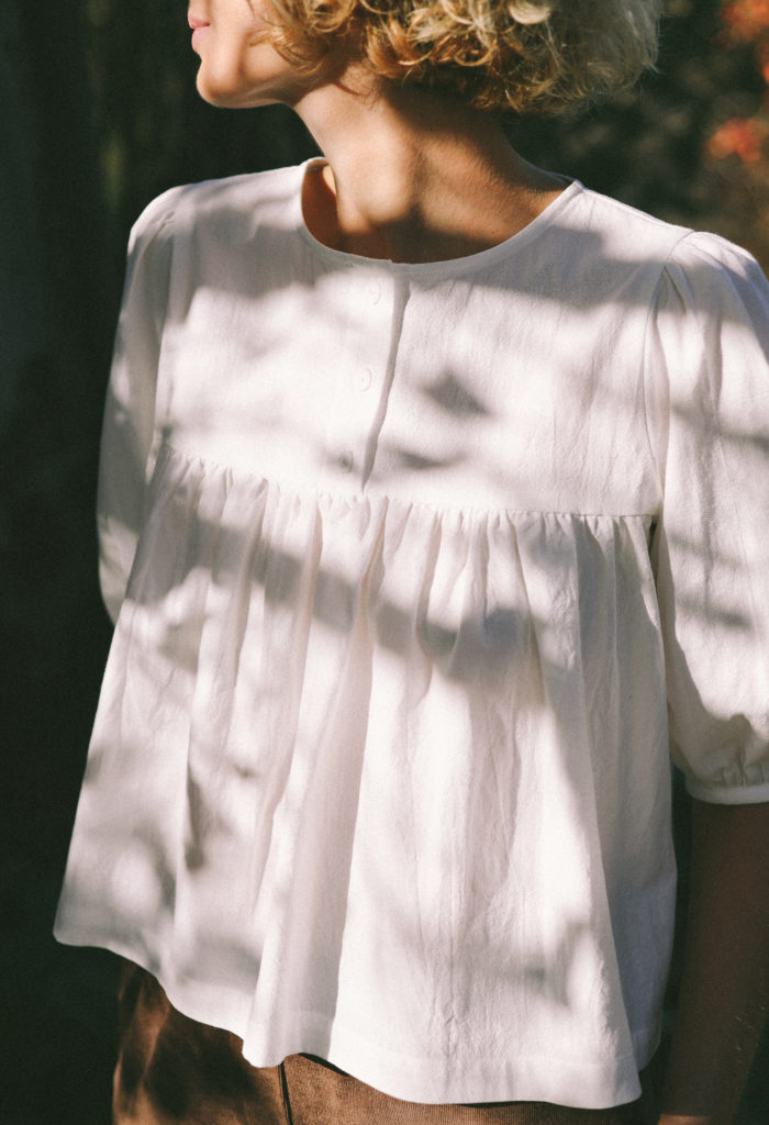 White Puffy Sleeve Cotton Blouse - Image 2