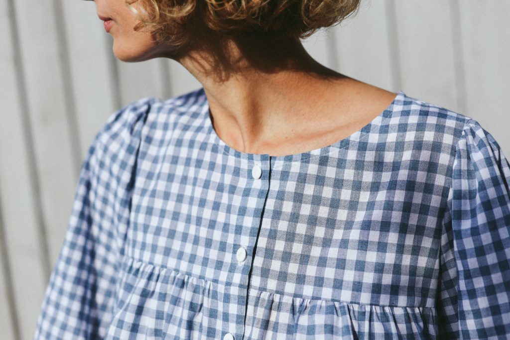 Cotton Ruffled Check Blouse - Image 2