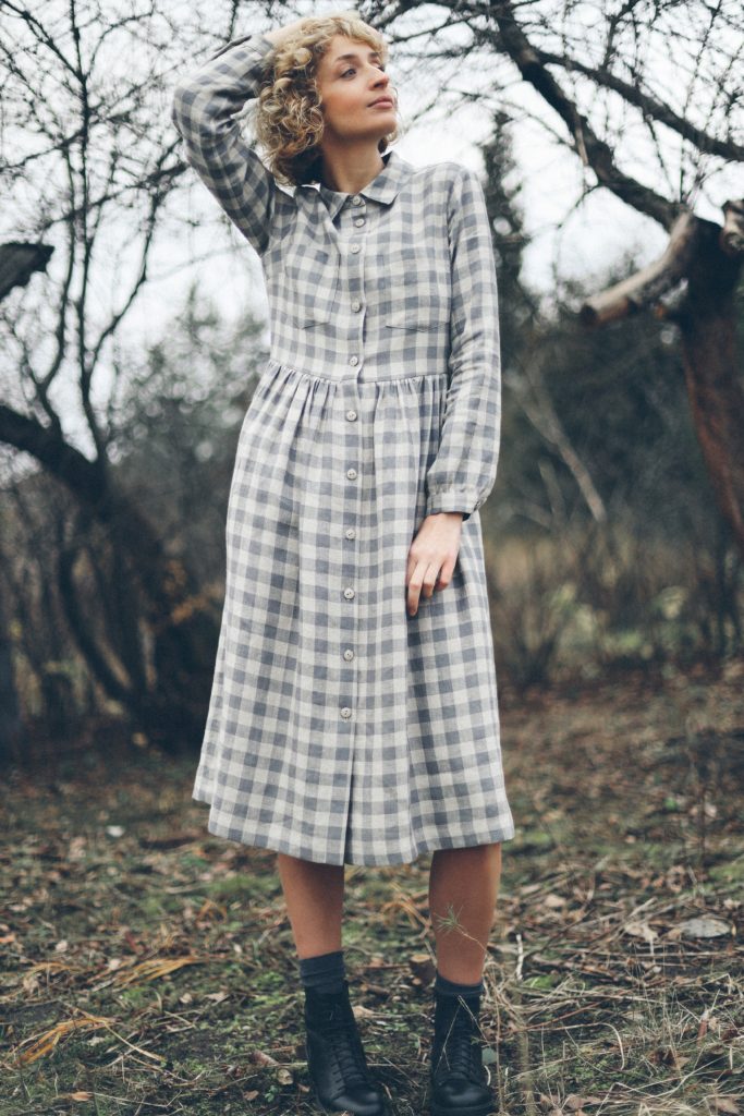 Linen button up MIDI dress - Image 1