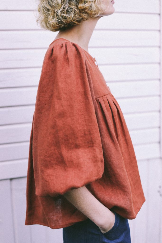 Linen puffy sleeve blouse - Image 4