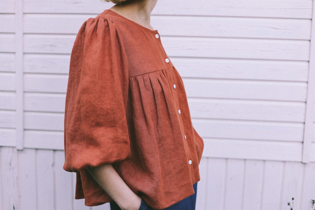 Linen puffy sleeve blouse - Image 2