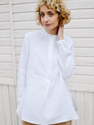 Linen mandarin collar shirts