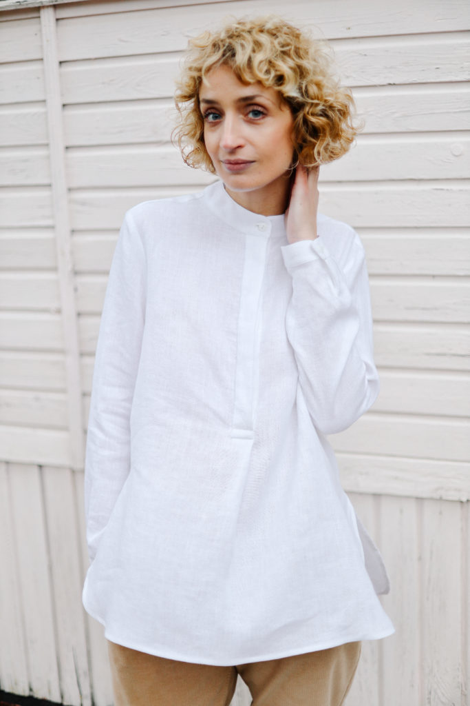 Linen mandarin collar shirts
