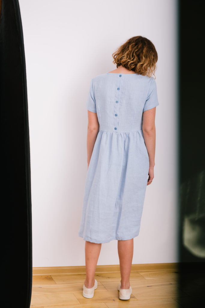 Linen High Waist Midi Dress - Image 1