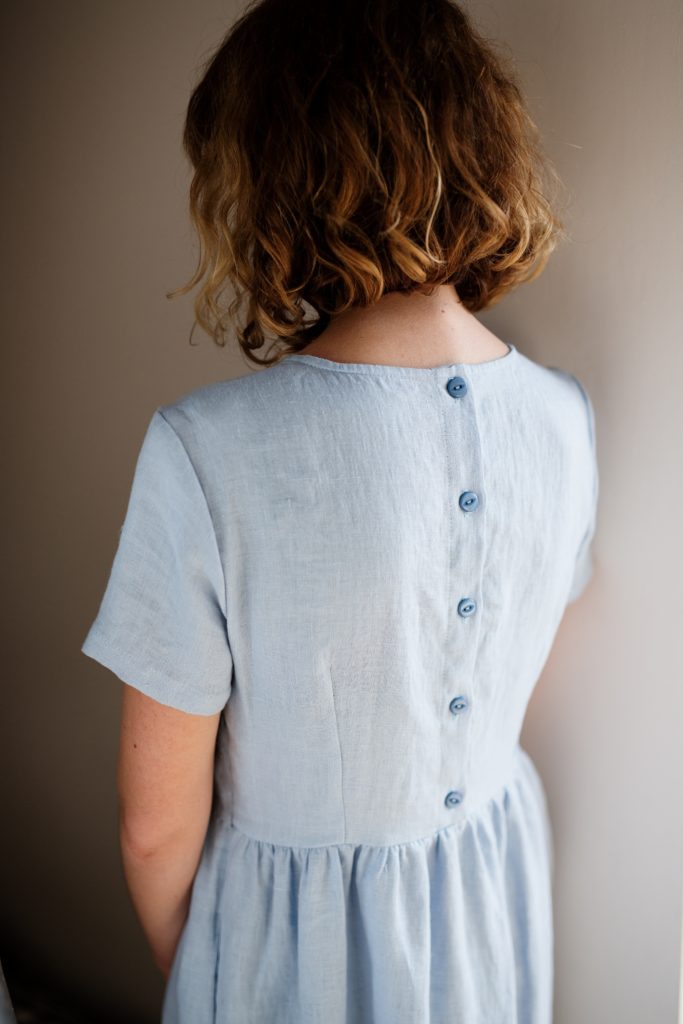 Linen High Waist Midi Dress - Image 2