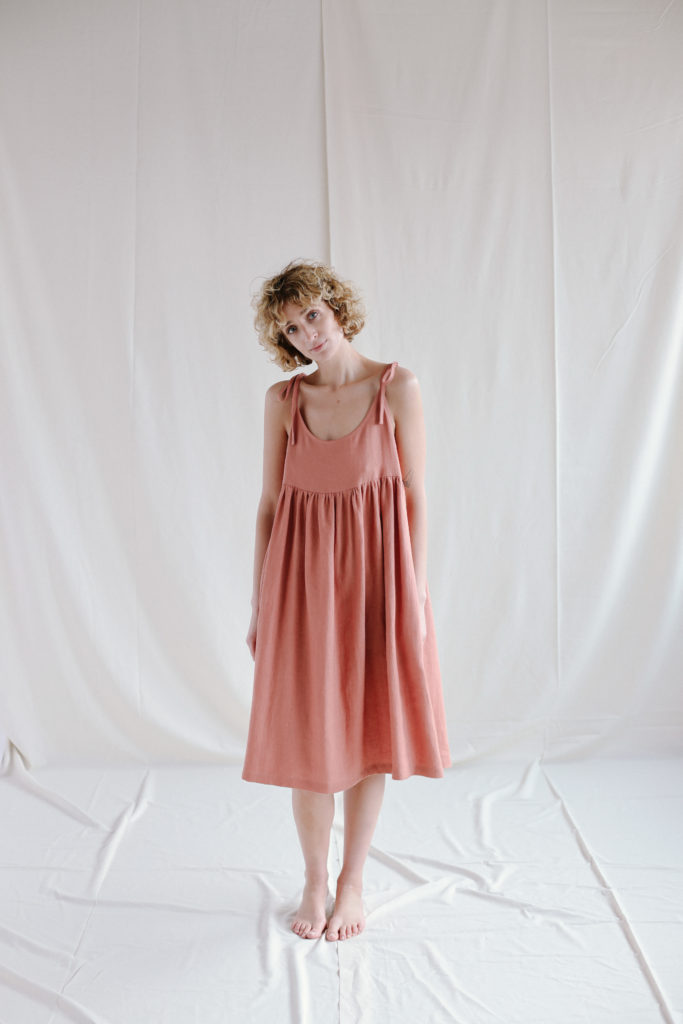 Tie Strap Linen Sundress - Image 1