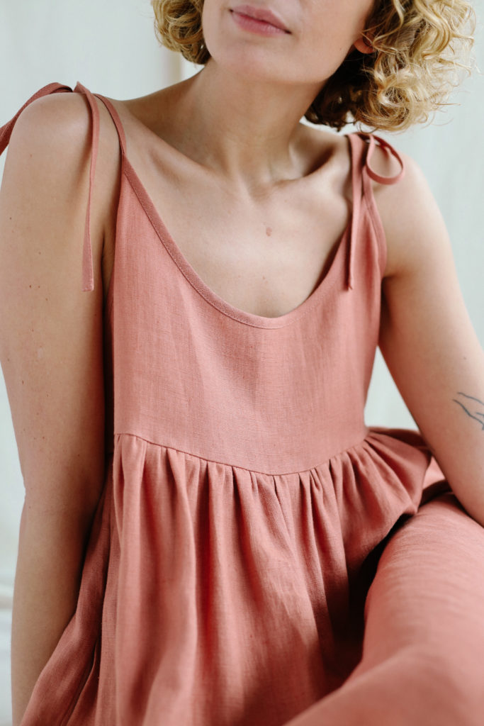 Tie Strap Linen Sundress - Image 4