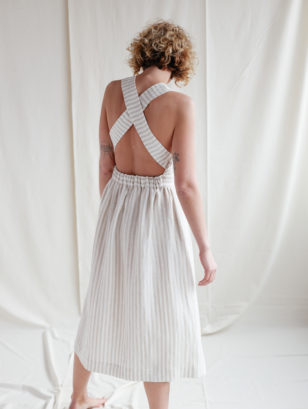 Striped Linen Apron Dress | Dress | Sustainable clothing | OffOn clothing