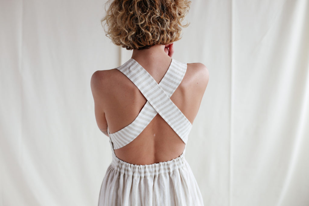 Striped Linen Apron Dress - Image 2