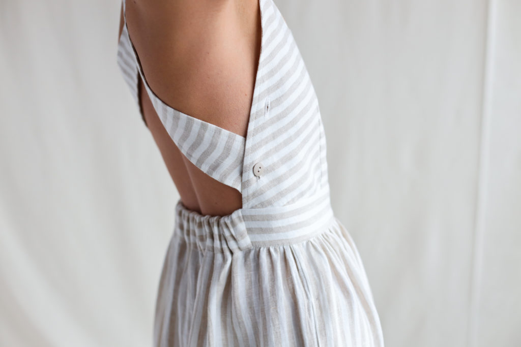 Striped Linen Apron Dress - Image 3