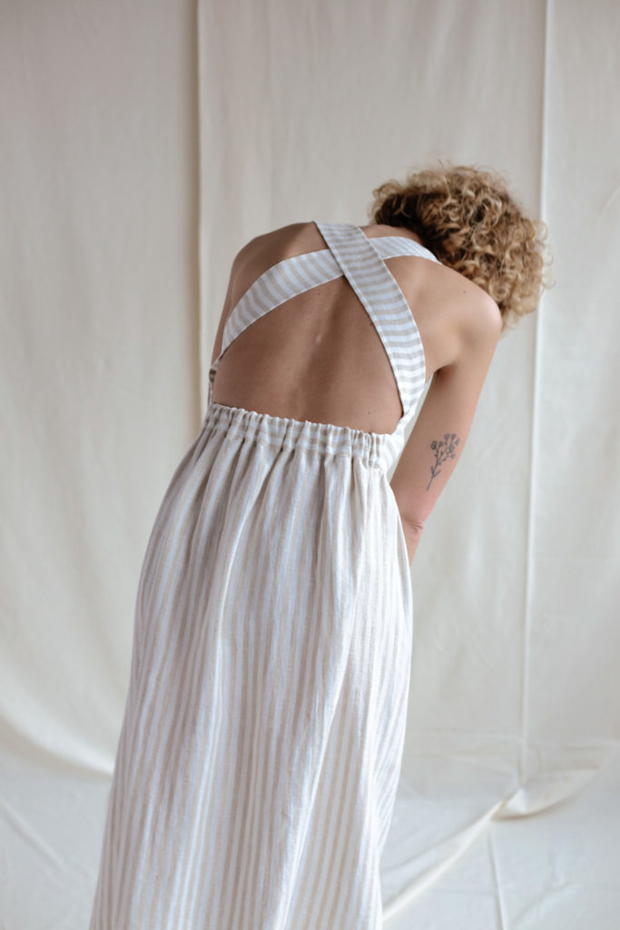 Striped Linen Apron Dress - Image 4