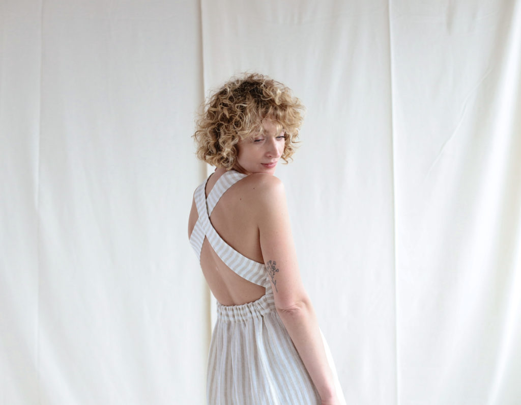 Striped Linen Apron Dress - Image 5