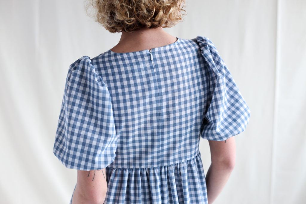 Puffy sleeve check dress - Image 2