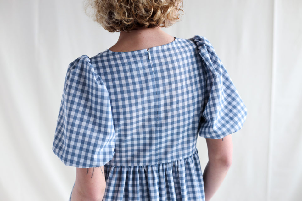 Puffy sleeve check dress - Image 2