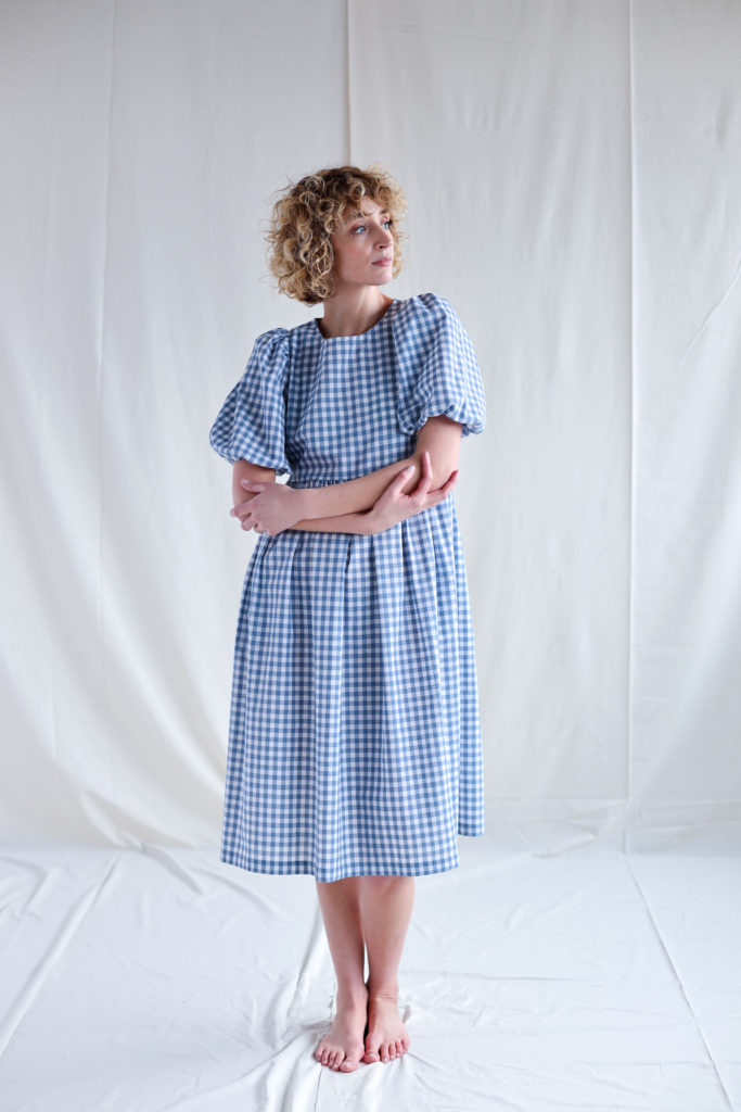 Puffy sleeve check dress | Dress | Sustainable clothing | OffOn clothing