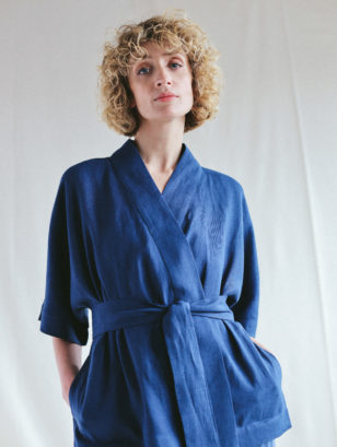 Loose linen wrap jacket