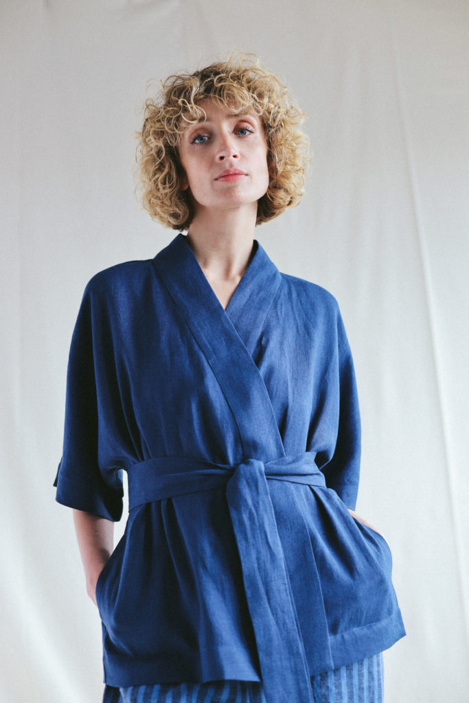 Loose linen wrap jacket