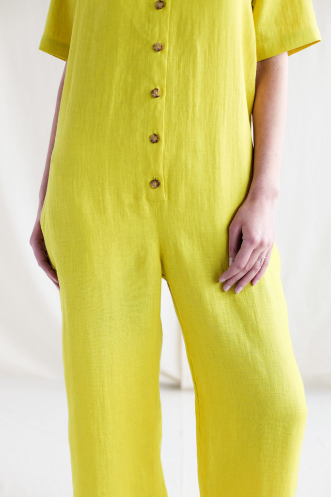 Loose fit linen V-neck jumpsuit - Image 2