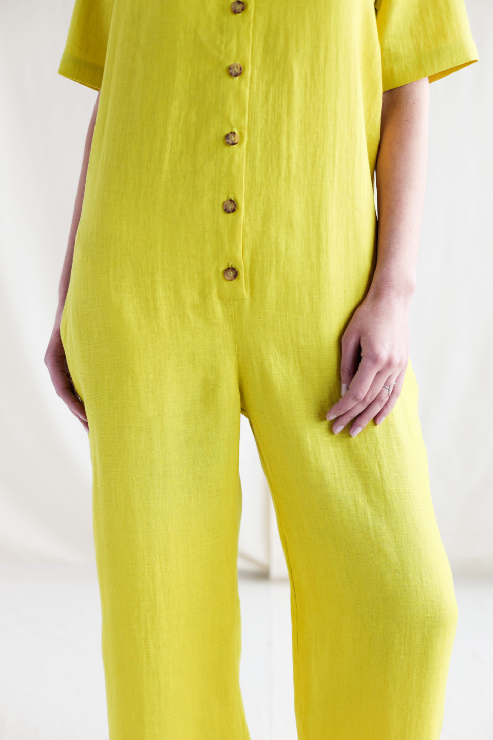 Loose fit linen V-neck jumpsuit - Image 2