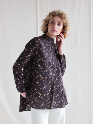 Mandarin collar blouse in Tana Lawn cotton