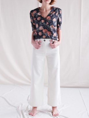 Needlecord wide leg crop trousers