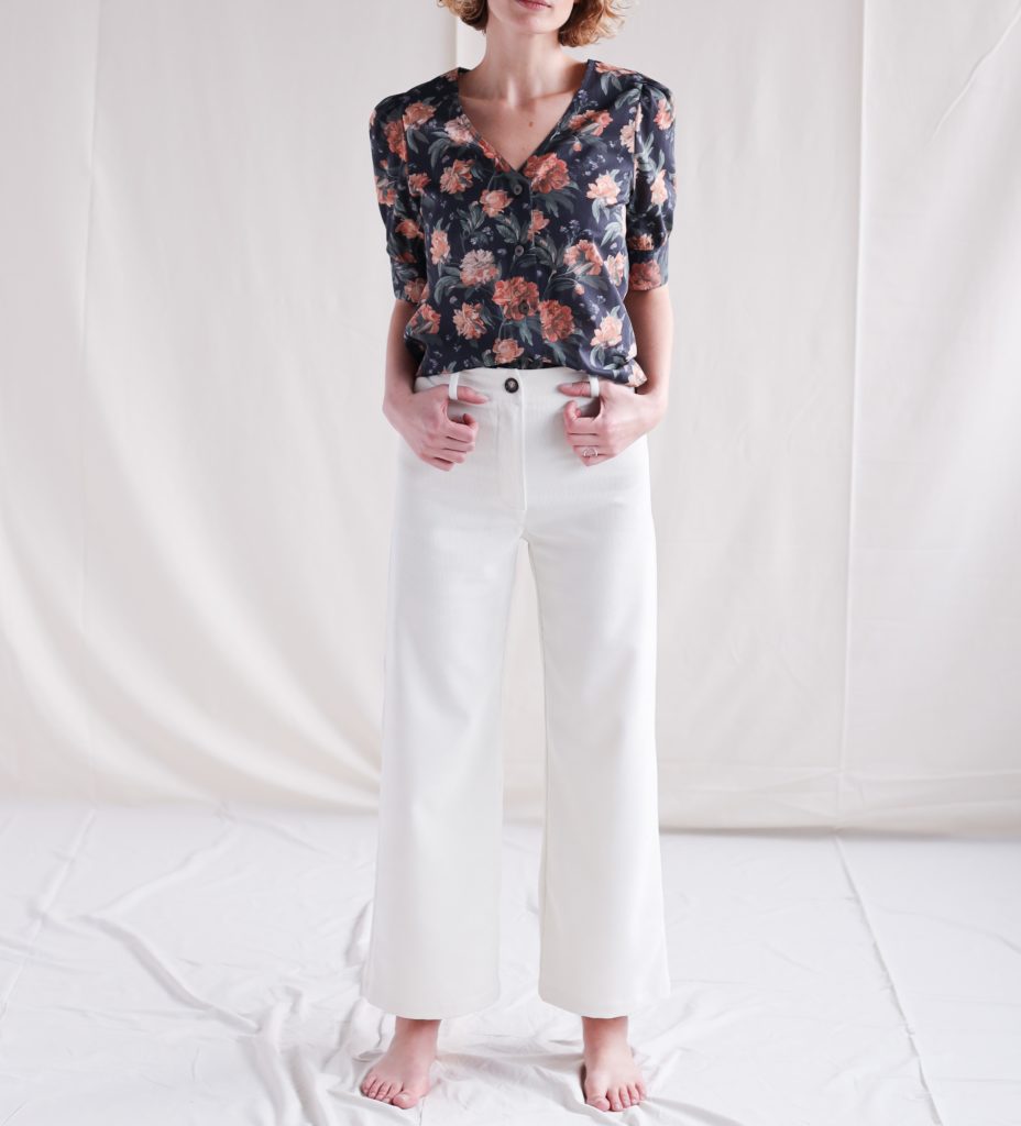 Needlecord wide leg crop trousers