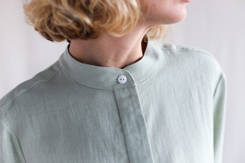 Linen long sleeve mandarin collar shirts - Image 1