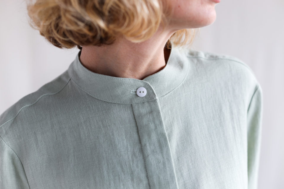 Linen long sleeve mandarin collar shirts - Image 1