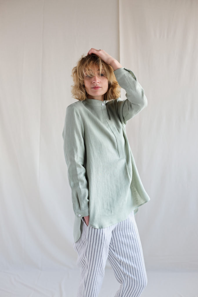 Linen long sleeve mandarin collar shirts - Image 2