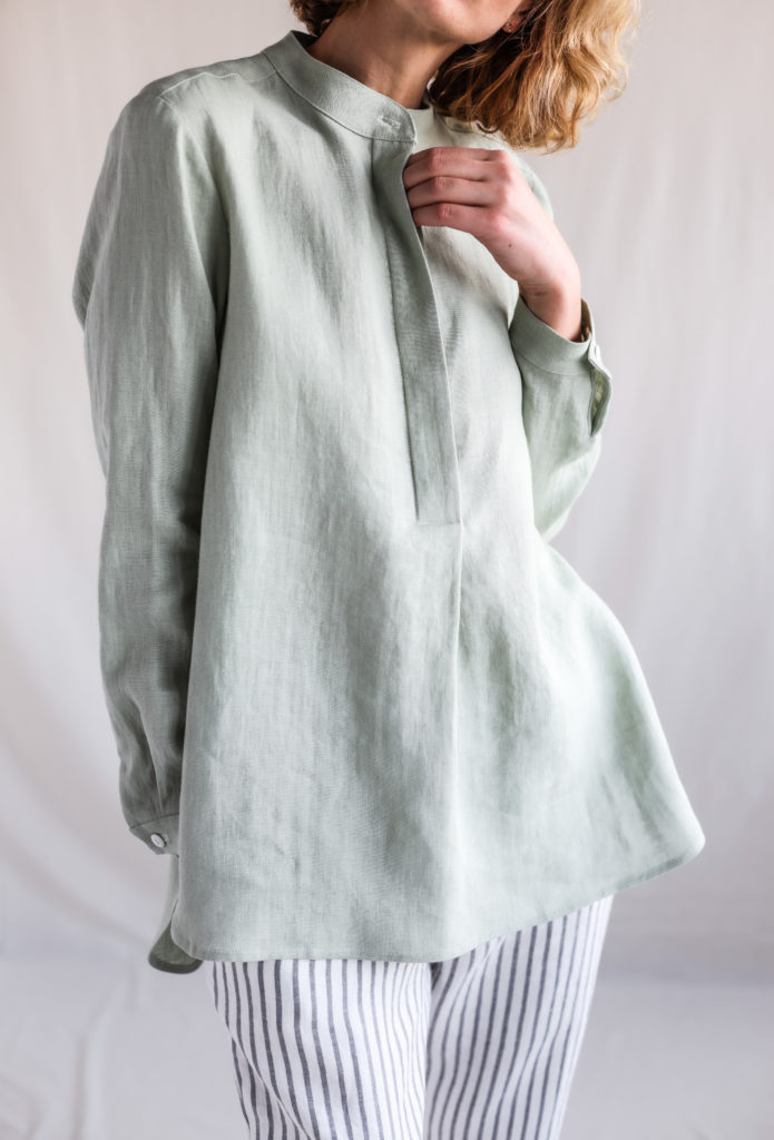 Linen long sleeve mandarin collar shirts - Image 3