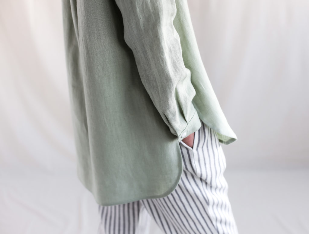 Linen long sleeve mandarin collar shirts - Image 4