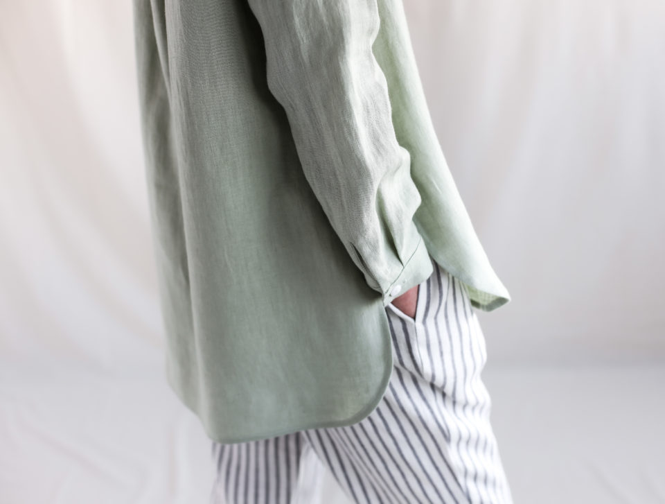 Linen long sleeve mandarin collar shirts - Image 4