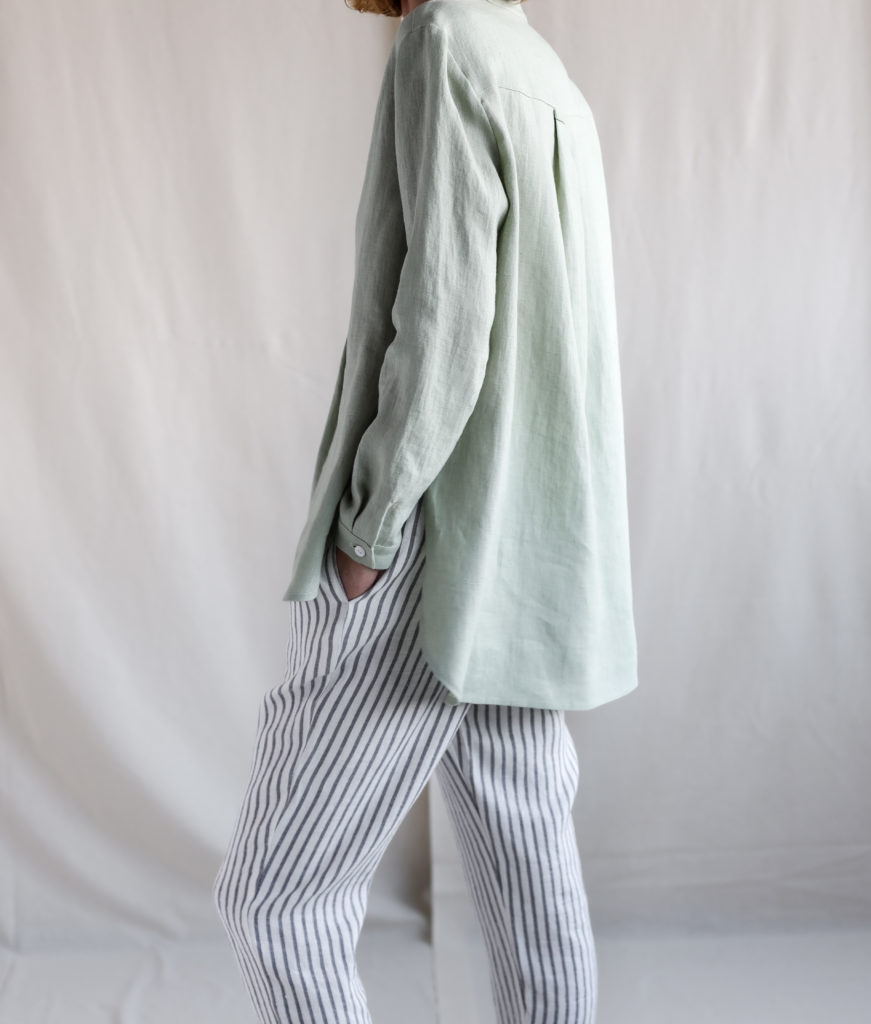 Linen long sleeve mandarin collar shirts - Image 5