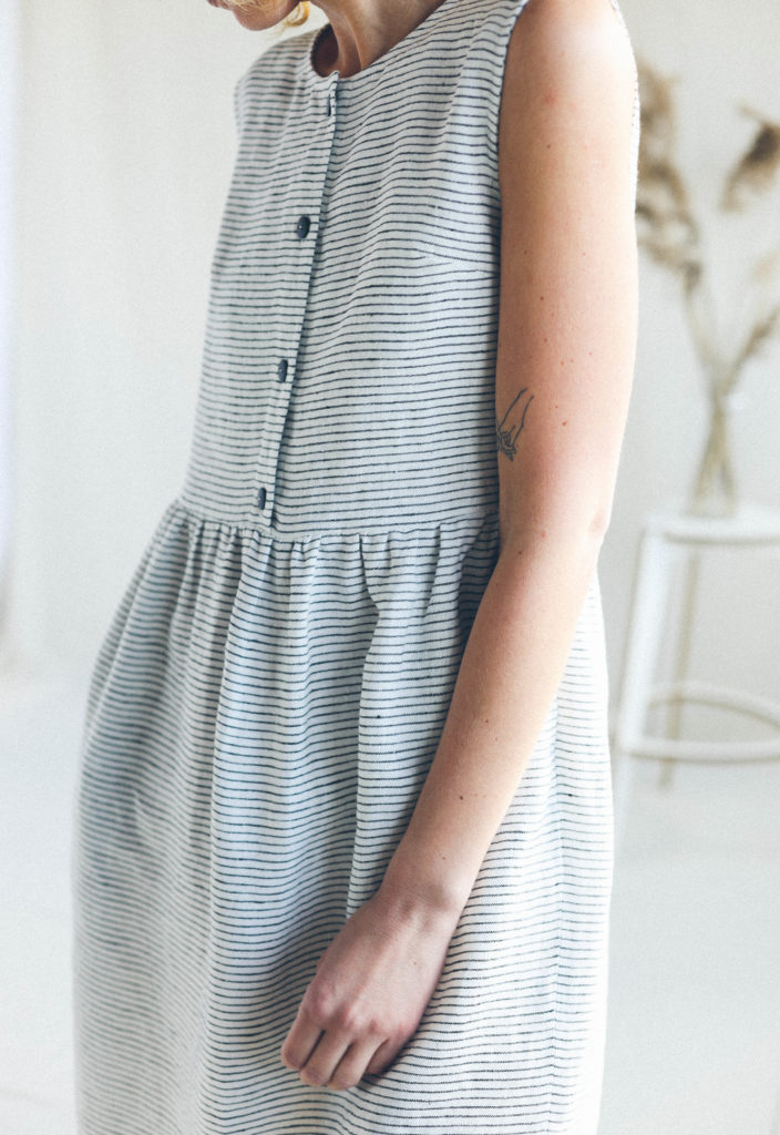 Striped Linen Sleeveless Dress - Image 5