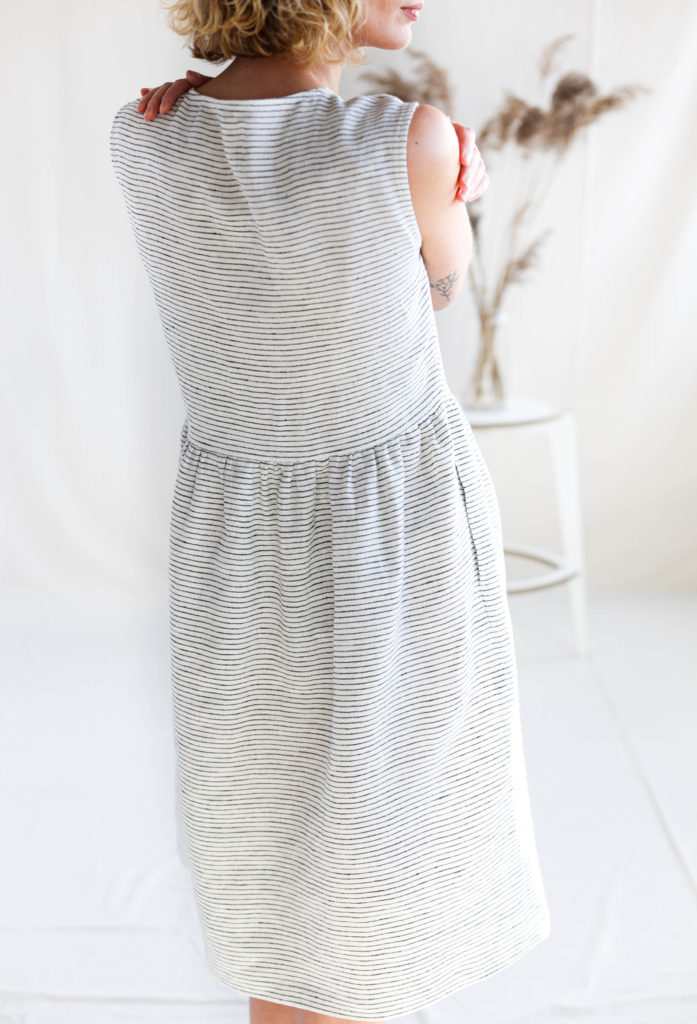 Striped Linen Sleeveless Dress - Image 3