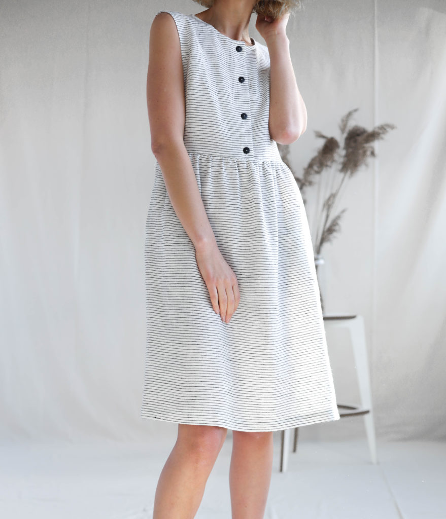 Striped Linen Sleeveless Dress - Image 2
