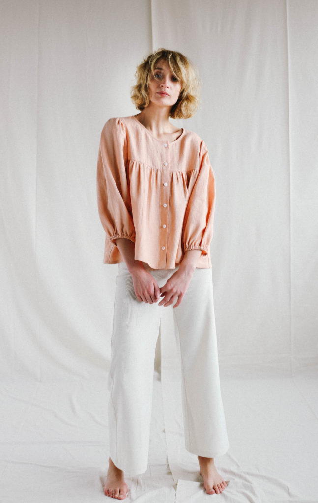 Linen puff sleeve top - Image 1