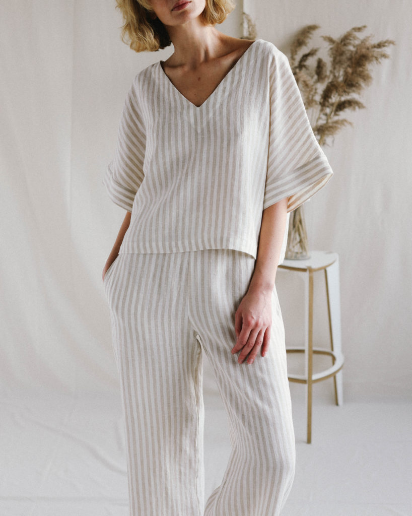 Oversized linen blouse and wide leg pants set - Image 2