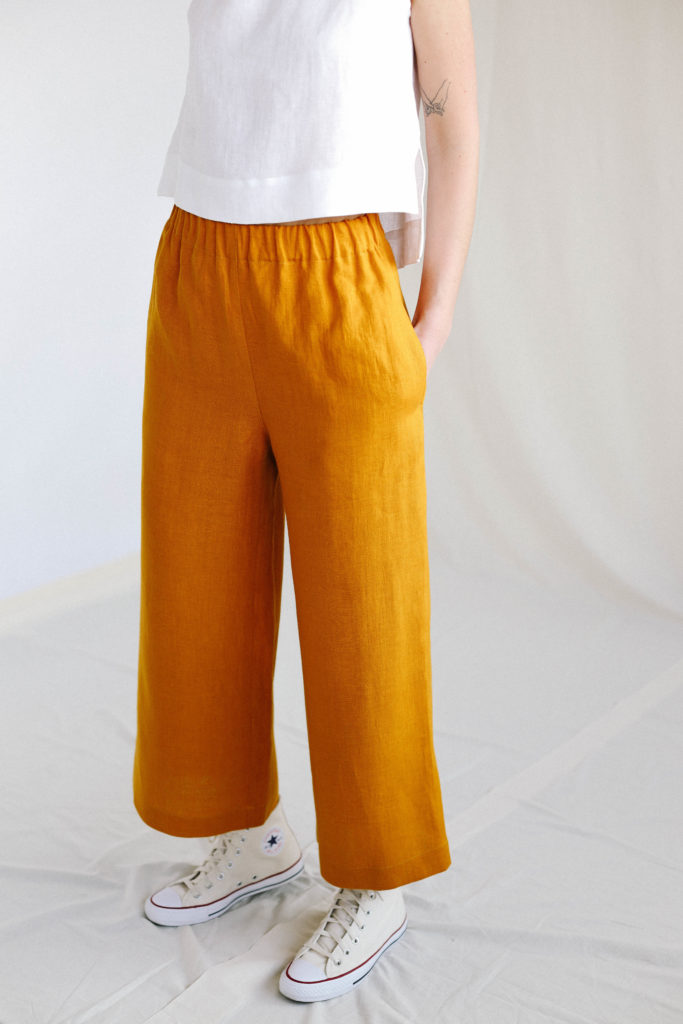 Wide leg linen culottes - Image 1