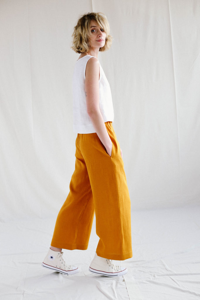 Wide leg linen culottes - Image 4