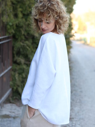 Loose linen long sleeve blouse