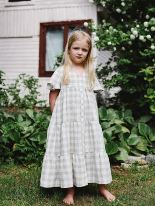 Girls linen tiered dress