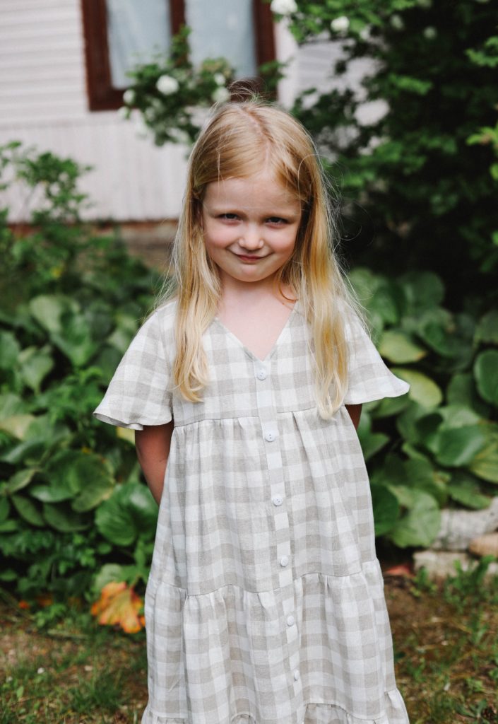 Girls linen tiered dress - Image 1