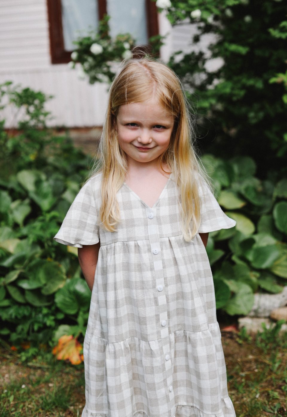 Girls linen tiered dress - Image 1